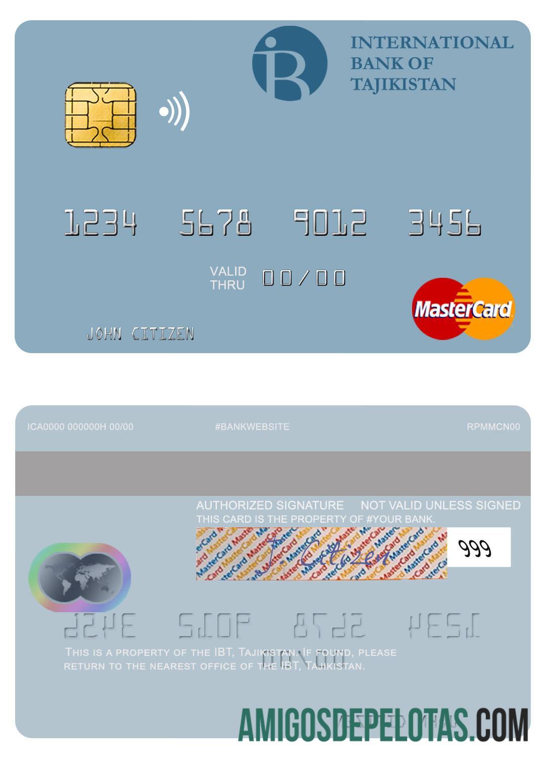 Tajiquistão IBT Mastercard modelo